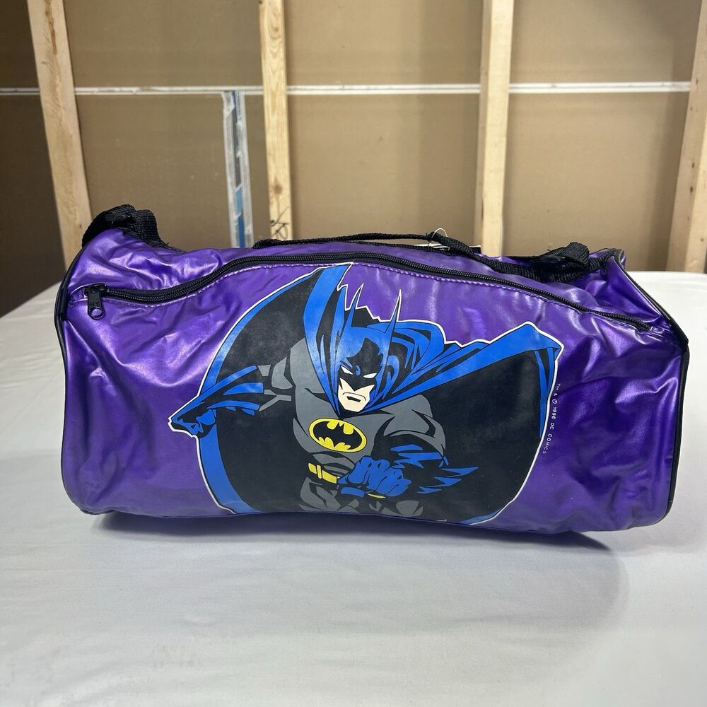 VTG 1995 Batman & Robin Duffel Bag Purple DC Comics Original Tag MT24646T RARE